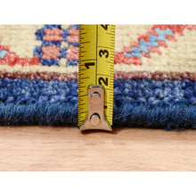 Load image into Gallery viewer, 9&#39;1&quot;x12&#39; Organic Wool Persian Viss Design Hand Knotted Denim Blue with Pop of Red Oriental Rug FWR378600