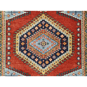4'1"x6 Thick and Plush Brick Red Persian Viss Design Hand Knotted Oriental Rug FWR378768