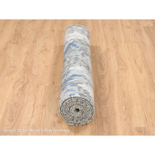Load image into Gallery viewer, 4&#39;x11&#39;9&quot; Ivory Abstract Design Hi-low Pile Wool and Plant Based Silk Hand Knotted Oriental Wide Runner Rug FWR379092