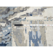 Load image into Gallery viewer, 4&#39;x11&#39;9&quot; Ivory Abstract Design Hi-low Pile Wool and Plant Based Silk Hand Knotted Oriental Wide Runner Rug FWR379092