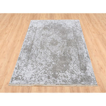 Load image into Gallery viewer, 4&#39;2&quot;x6&#39; Broken Persian Design Wool and Pure Silk Hand Knotted Ivory Oriental Rug FWR379098