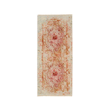 Load image into Gallery viewer, 2&#39;6&quot;x6&#39; Ivory Persian Erased Medallion Design Wool and Pure Silk Hand Knotted Oriental Runner Rug FWR379116