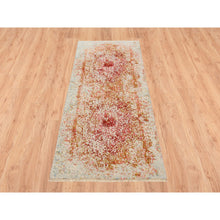 Load image into Gallery viewer, 2&#39;6&quot;x6&#39; Ivory Persian Erased Medallion Design Wool and Pure Silk Hand Knotted Oriental Runner Rug FWR379116