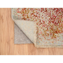 Load image into Gallery viewer, 2&#39;6&quot;x6&#39; Ivory Persian Erased Medallion Design Wool and Pure Silk Hand Knotted Oriental Runner Rug FWR379116