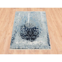 Load image into Gallery viewer, 2&#39;1&quot;x3&#39;1&quot; Hand Knotted Blue-Teal Persian Tabriz Broken Design Wool and Silk Oriental Mat Rug FWR379128