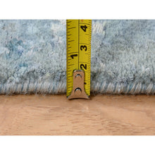 Load image into Gallery viewer, 2&#39;7&quot;x8&#39; Blue-Teal Persian Tabriz Broken Design Wool and Silk Hand Knotted Oriental Runner Rug FWR379146