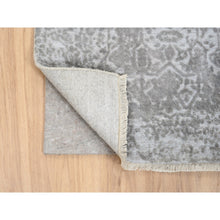 Load image into Gallery viewer, 2&#39;7&quot;x7&#39;9&quot; Wool and Pure Silk Hand Knotted Gray Broken Persian Design Oriental Runner Rug FWR379176