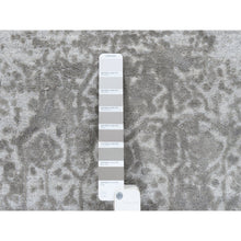 Load image into Gallery viewer, 2&#39;7&quot;x7&#39;9&quot; Wool and Pure Silk Hand Knotted Gray Broken Persian Design Oriental Runner Rug FWR379176