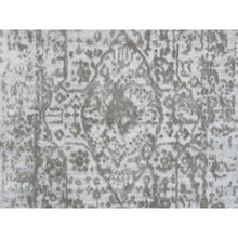 Load image into Gallery viewer, 2&#39;7&quot;x7&#39;9&quot; Wool and Pure Silk Hand Knotted Gray Broken Persian Design Oriental Runner Rug FWR379176
