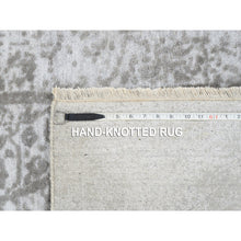 Load image into Gallery viewer, 2&#39;7&quot;x7&#39;9&quot; Wool and Pure Silk Hand Knotted Gray Broken Persian Design Oriental Runner Rug FWR379176
