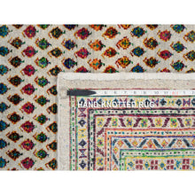 Load image into Gallery viewer, 8&#39;8&quot;x12&#39;2&quot; Hand Knotted Beige Sarouk Mir Inspired With Repetitive Boteh Design Colorful Wool And Sari Silk Oriental Rug FWR379236
