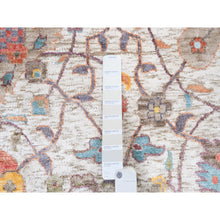 Load image into Gallery viewer, 10&quot;1&quot;x10&#39;1&quot; Hand Knotted Ivory Tabriz Vase With Flower Design Colorful Silk With Textured Wool Oriental Square Rug FWR379386
