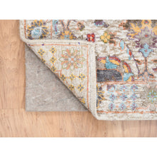Load image into Gallery viewer, 4&#39;1&quot;x10&#39;3&quot; Ivory Tabriz Vase With Flower Design Colorful Silk With Textured Wool Hand Knotted Oriental Runner Rug FWR379470