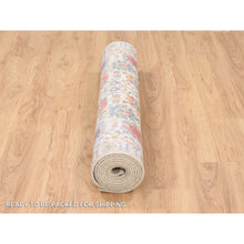 Load image into Gallery viewer, 4&#39;1&quot;x10&#39;3&quot; Ivory Tabriz Vase With Flower Design Colorful Silk With Textured Wool Hand Knotted Oriental Runner Rug FWR379470