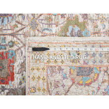 Load image into Gallery viewer, 4&#39;1&quot;x10&#39;3&quot; Ivory Tabriz Vase With Flower Design Colorful Silk With Textured Wool Hand Knotted Oriental Runner Rug FWR379470