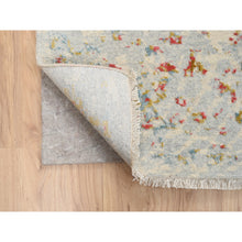 Load image into Gallery viewer, 10&#39;1&quot;x10&#39;1&quot; Wool and Pure Silk Hand Knotted Ivory Persian Erased Medallion Design Oriental Square Rug FWR379518
