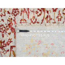 Load image into Gallery viewer, 10&#39;1&quot;x10&#39;1&quot; Wool and Pure Silk Hand Knotted Ivory Persian Erased Medallion Design Oriental Square Rug FWR379518