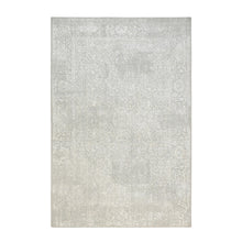 Load image into Gallery viewer, 6&#39;x9&#39;2&quot; Beige Wool and Plant Based Silk Hand Loomed Fine Jacquard with Erased Design Oriental Rug FWR379584