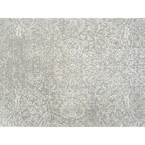6'x9'2" Beige Wool and Plant Based Silk Hand Loomed Fine Jacquard with Erased Design Oriental Rug FWR379584