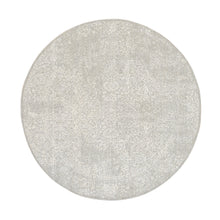 Load image into Gallery viewer, 6&#39;1&quot;x6&#39;1&quot; Beige Wool and Plant Based Silk Hand Loomed Fine Jacquard with Erased Design Oriental Round Rug FWR379632
