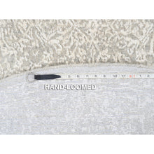 Load image into Gallery viewer, 6&#39;1&quot;x6&#39;1&quot; Beige Wool and Plant Based Silk Hand Loomed Fine Jacquard with Erased Design Oriental Round Rug FWR379632