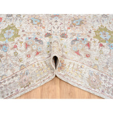 Load image into Gallery viewer, 11&#39;9&quot;x15&#39; Ivory Tabriz Vase With Flower Design Colorful Silk With Textured Wool Hand Knotted Oriental Oversized Rug FWR379644