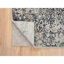 Load image into Gallery viewer, 2&#39;7&quot;x12&#39;2&quot; Wool and Art Silk Hand Loomed Light Gray Fine Jacquard with Erased Design Oriental Runner Rug FWR379662