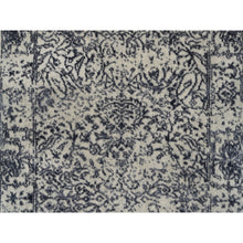 Load image into Gallery viewer, 2&#39;7&quot;x12&#39;2&quot; Wool and Art Silk Hand Loomed Light Gray Fine Jacquard with Erased Design Oriental Runner Rug FWR379662