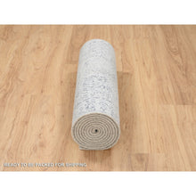 Load image into Gallery viewer, 2&#39;7&quot;x12&#39;2&quot; Wool and Art Silk Hand Loomed Light Gray Fine Jacquard with Erased Design Oriental Runner Rug FWR379662