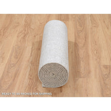 Load image into Gallery viewer, 2&#39;7&quot;x12&#39; Beige Wool and Plant Based Silk Hand Loomed Fine Jacquard with Erased Design Oriental Runner Rug FWR379668