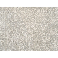 Load image into Gallery viewer, 2&#39;6&quot;x8&#39; Beige Wool and Plant Based Silk Hand Loomed Fine Jacquard with Erased Design Oriental Runner Rug FWR379680