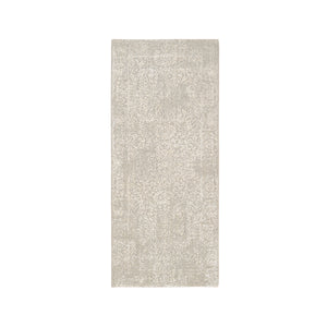 2'5"x5'10" Beige, Fine Jacquard with Erased Design, Hand Loomed, Wool and Art Silk Oriental Runner Rug FWR379686