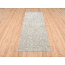 Load image into Gallery viewer, 2&#39;5&quot;x5&#39;10&quot; Beige, Fine Jacquard with Erased Design, Hand Loomed, Wool and Art Silk Oriental Runner Rug FWR379686