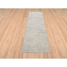 Load image into Gallery viewer, 2&#39;5&quot;x7&#39;10&quot; Beige Fine Jacquard with Erased Design, Wool and Plant Based Silk, Hand Loomed, Oriental Runner Rug FWR379692