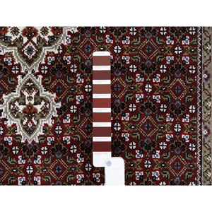 4'1"x16' Red Tabriz Mahi with Fish Medallions Design Wool Hand Knotted Oriental Wide XL Runner Rug FWR379740