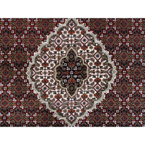 4'1"x16' Red Tabriz Mahi with Fish Medallions Design Wool Hand Knotted Oriental Wide XL Runner Rug FWR379740