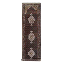 Load image into Gallery viewer, 4&#39;2&quot;x20&#39; Hand Knotted Wool Black Tabriz Mahi with Fish Medallions Design Oriental Wide XL Runner Rug FWR379746