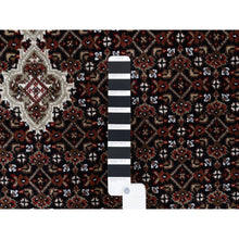 Load image into Gallery viewer, 4&#39;2&quot;x20&#39; Hand Knotted Wool Black Tabriz Mahi with Fish Medallions Design Oriental Wide XL Runner Rug FWR379746