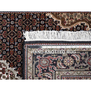 4'2"x20' Hand Knotted Wool Black Tabriz Mahi with Fish Medallions Design Oriental Wide XL Runner Rug FWR379746