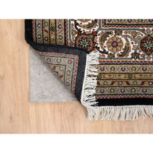 Load image into Gallery viewer, 8&#39;6&quot;x12&#39;2&quot; Black Tabriz Mahi with Fish Medallion Design Wool Hand Knotted Oriental Rug FWR379848