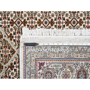 5'9"x9'1" Wool Ivory Tabriz Mahi Hand Knotted Fish Medallion Design Oriental Rug FWR379962