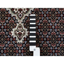 Load image into Gallery viewer, 3&#39;9&quot;x12&#39; Wool Black Tabriz Mahi with Fish Medallions Design Hand Knotted Wide Runner Oriental Rug FWR380010