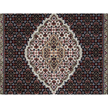 Load image into Gallery viewer, 3&#39;9&quot;x12&#39; Wool Black Tabriz Mahi with Fish Medallions Design Hand Knotted Wide Runner Oriental Rug FWR380010