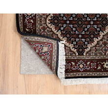 Load image into Gallery viewer, 2&#39;4&quot;x16&#39;8&quot; Wool Hand Knotted Black Tabriz Mahi with Fish Medallion Design XL Runner Oriental Rug FWR380028