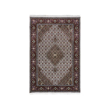 Load image into Gallery viewer, 4&#39;1&quot;x6&#39;2&quot; Ivory Tabriz Mahi Wool and Silk Fish Medallion Design Hand Knotted Fine Oriental Rug FWR380064