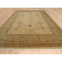 Load image into Gallery viewer, 12&#39;x14&#39;10&quot; Oversized Beige Hand Spun New Zealand Wool and Silk Tabriz Revival 300 KPSI Denser Weave Hand Knotted Thick and Plush Natural Dyes Luxurious to the Touch Oriental Rug FWR380124