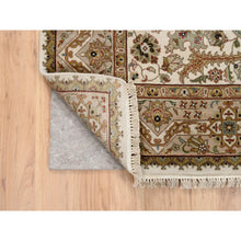 Load image into Gallery viewer, 5&#39;1&quot;x7&#39; Hand Spun New Zealand Wool and Silk Tabriz Revival 300 KPSI Denser Weave Hand Knotted Ivory Thick and Plush Natural Dyes Luxurious to the Touch Oriental Rug FWR380160