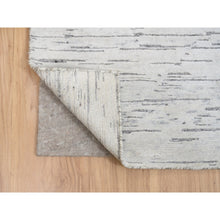 Load image into Gallery viewer, 9&#39;1&quot;x11&#39;9&quot; Repetitive Curvilinear Design Hand Knotted Undyed Natural Wool Ivory Tone on Tone Oriental Rug FWR380208