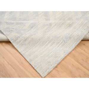 6'1"x11'10" Hand Spun Undyed Natural Wool Hand Knotted Ivory Modern Design Oriental Wide Gallery Size Runner Rug FWR380226