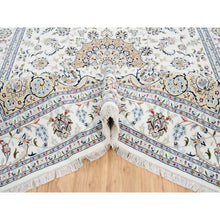 Load image into Gallery viewer, 8&#39;x16&#39;2&quot; Ivory Nain with Center Medallion Flower Design 250 KPSI Wool Hand Knotted Oriental Wide Gallery Size Runner Rug FWR380370